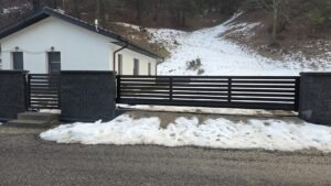 Samonosná brána s bráničkou, LEON80, RAL9005